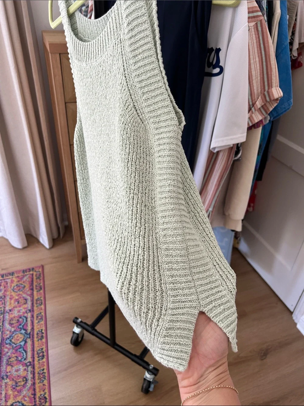 J. Crew Knit Tank. Size Large. PTP 16.5”. Sage green. Stretch. Thicker material
